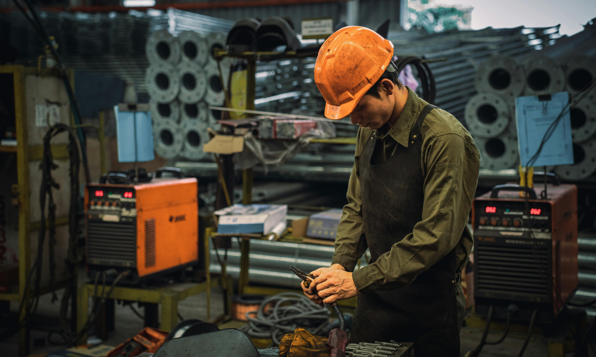 industrial worker at a station